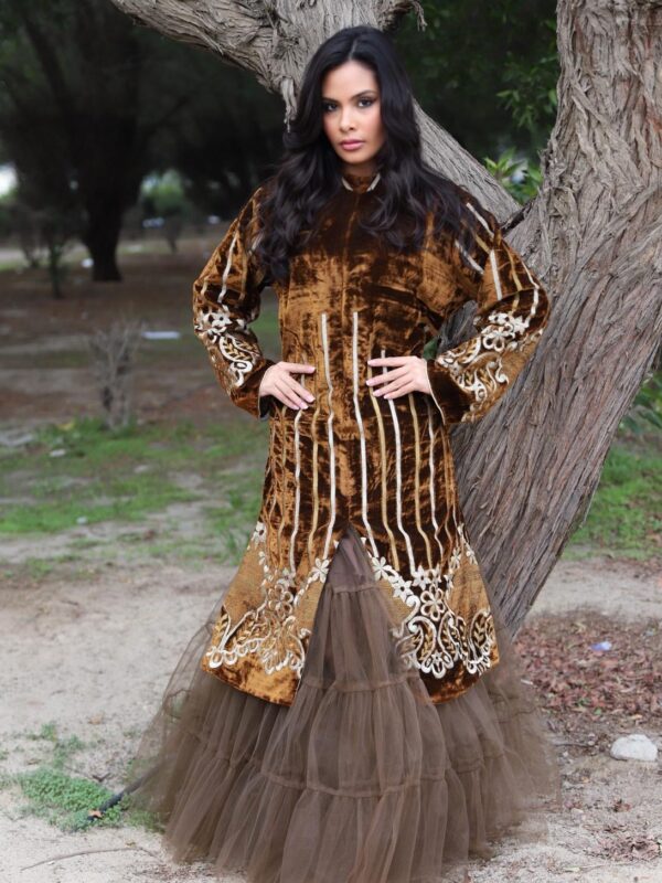 جلابية مخمل مع التور