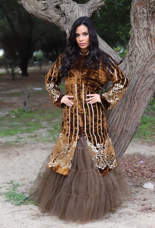 جلابية مخمل مع التور